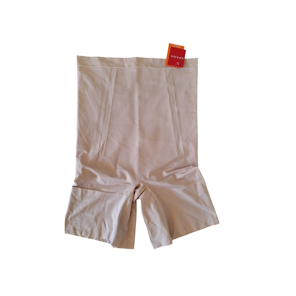 Spanx Sculpt High Waisted Mid Thigh Shapewear Shorts Soft‎ Nude PS1915 Womens 1X
